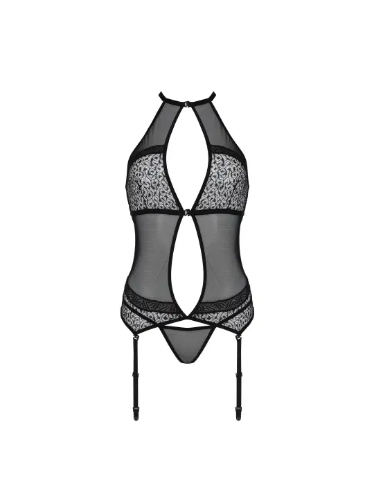 CORPETE E TANGA SATARA PRETO EROTIC LINE PASSION