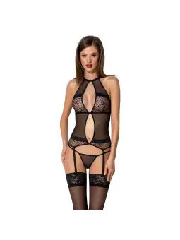 CORPETE E TANGA SATARA PRETO EROTIC LINE PASSION