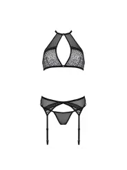 CONJUNTO DE 3 PEÇAS SATARA PRETO EROTIC LINE PASSION 