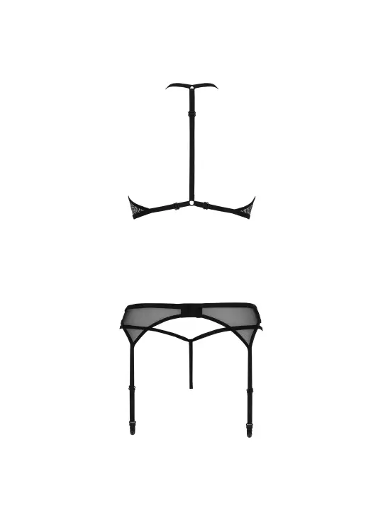 CONJUNTO DE 3 PEÇAS SATARA PRETO EROTIC LINE PASSION 