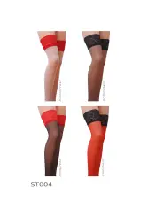 MEIAS DE LIGAS ST004 PRETO/VERMELHO (17 DEN) PASSION