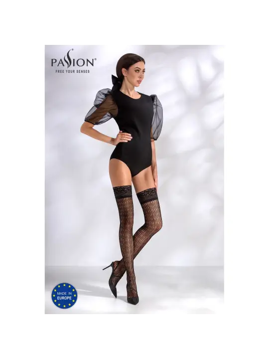 MEIAS DE LIGAS ST017 PRETAS GOLD COLLECTION PASSION