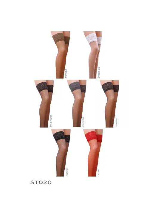 MEIAS DE LIGAS ST020 BEGE (FISHNET) PASSION