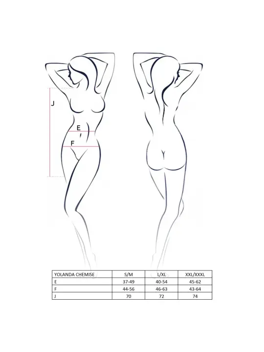 CAMISA DE NOITE E TANGA YOLANDA PRETO PASSION