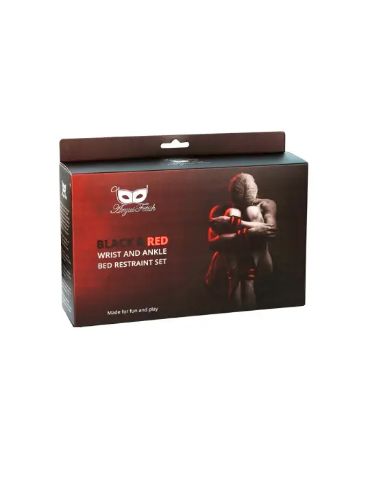 CONJUNTO DE RESTRIÇÕES PARA CAMA ARGUS FETISH PRETO E VERMELHO ARGUS TOYS