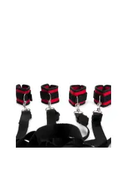 CONJUNTO DE RESTRIÇÕES PARA CAMA ARGUS FETISH PRETO E VERMELHO ARGUS TOYS