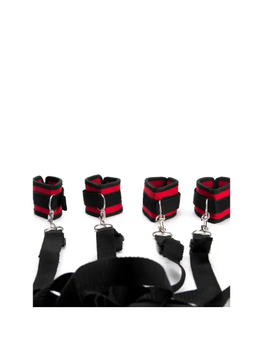 CONJUNTO DE RESTRIÇÕES PARA CAMA ARGUS FETISH PRETO E VERMELHO ARGUS TOYS