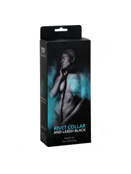 COLEIRA E TRELA PRETA RIVET ARGUS TOYS 