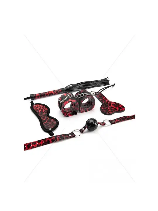 CONJUNTO DE 5 PEÇAS RED LEOPARD BONDAGE SET ARGUS TOYS