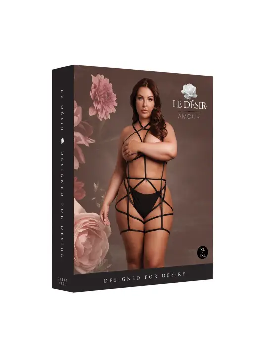 ARNÊS CORPORAL COM LIGAS PRETO TAMANHO QUEEN LE DÉSIR