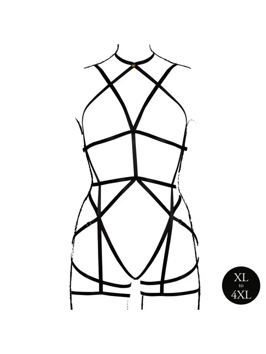 ARNÊS CORPORAL COM LIGAS PRETO TAMANHO QUEEN LE DÉSIR