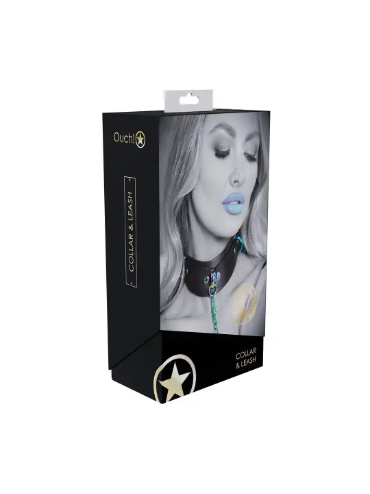 COLEIRA COM TRELA VENICE COLLECTION PRETA OUCH!