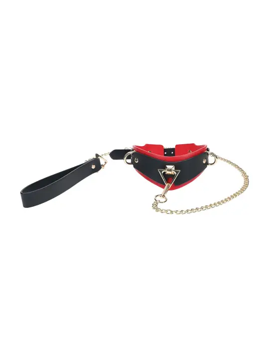 COLEIRA COM TRELA MILAN COLLECTION PRETO/VERMELHO OUCH!