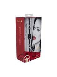 MORDAÇA DE SILICONE RESPIRÁVEL MILAN COLLECTION PRETO/VERMELHO OUCH!
