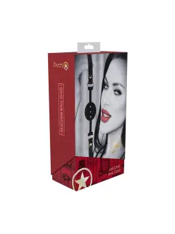 MORDAÇA DE SILICONE RESPIRÁVEL MILAN COLLECTION PRETO/VERMELHO OUCH!