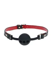 MORDAÇA DE SILICONE RESPIRÁVEL MILAN COLLECTION PRETO/VERMELHO OUCH!