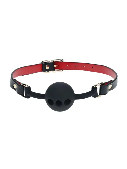 MORDAÇA DE SILICONE RESPIRÁVEL MILAN COLLECTION PRETO/VERMELHO OUCH!