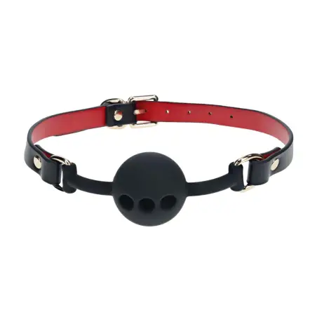 MORDAÇA DE SILICONE RESPIRÁVEL MILAN COLLECTION PRETO/VERMELHO OUCH!