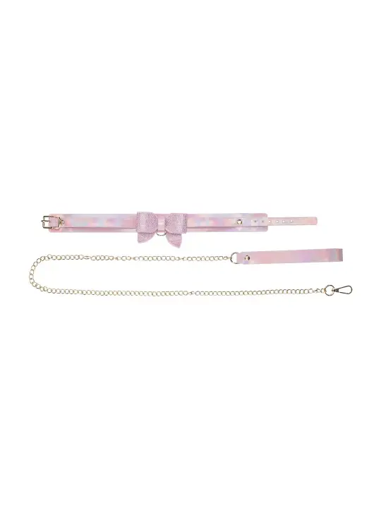 COLEIRA COM TRELA PARIS COLLECTION ROSA OUCH!