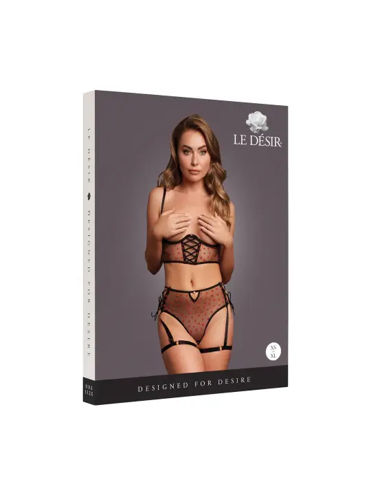 CONJUNTO DE 2 PEÇAS COM SUTIÃ SEM COPAS PRETO LE DÉSIR