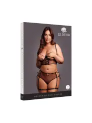 CONJUNTO DE 2 PEÇAS COM SUTIÃ SEM COPAS PRETO TAMANHO QUEEN LE DÉSIR