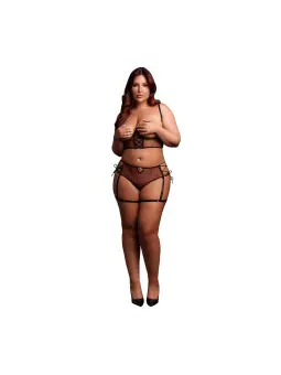 CONJUNTO DE 2 PEÇAS COM SUTIÃ SEM COPAS PRETO TAMANHO QUEEN LE DÉSIR