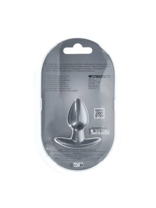 PLUG ANAL SMOOTH SILICONE SMALL 2.6 /6,5 CM GUN METAL OUCH!