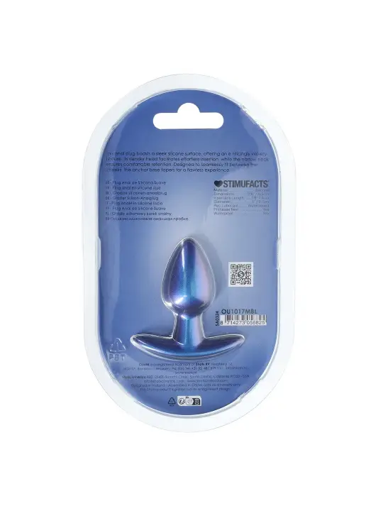 PLUG ANAL SMOOTH SILICONE SMALL 2.6 /6,5 CM METALLIC BLUE OUCH!