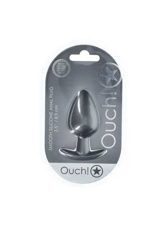 PLUG ANAL SMOOTH SILICONE LARGE 3,5 /8,9 CM GUN METAL OUCH!