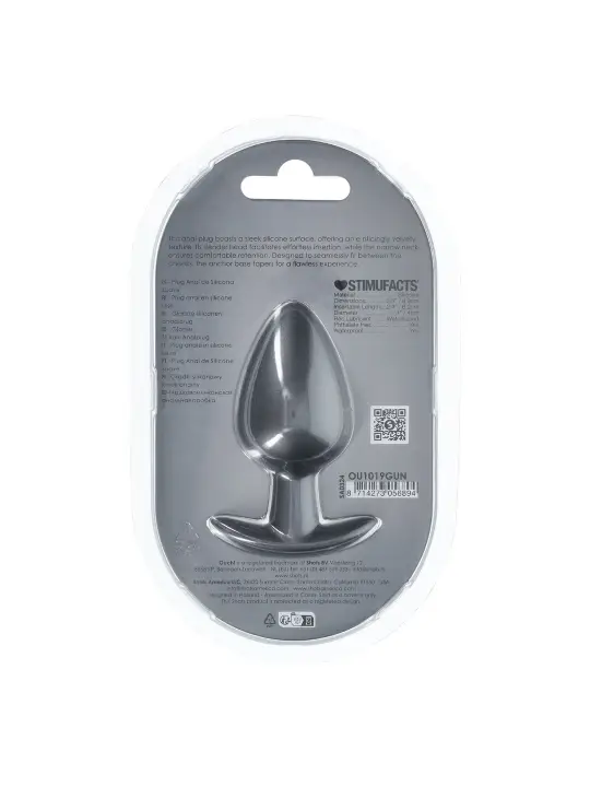 PLUG ANAL SMOOTH SILICONE LARGE 3,5 /8,9 CM GUN METAL OUCH!