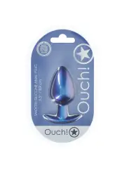 PLUG ANAL SMOOTH SILICONE LARGE 3,5 /8,9 CM METALLIC BLUE OUCH!