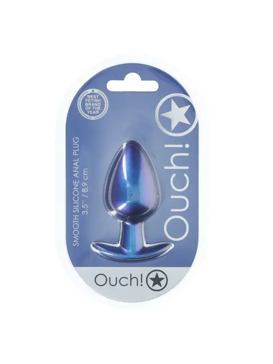 PLUG ANAL SMOOTH SILICONE LARGE 3,5 /8,9 CM METALLIC BLUE OUCH!