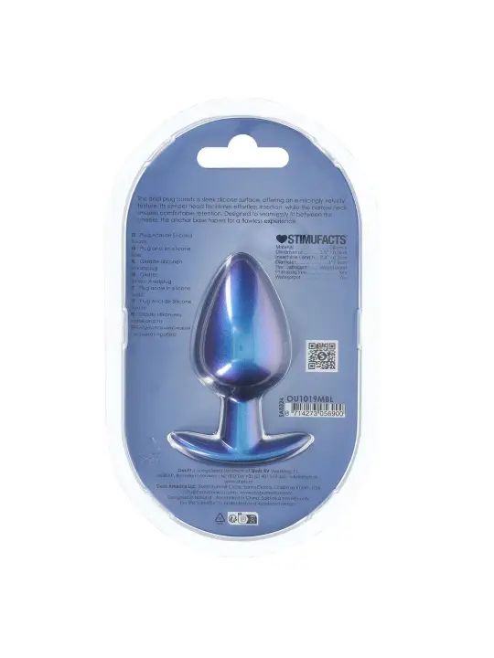 PLUG ANAL SMOOTH SILICONE LARGE 3,5 /8,9 CM METALLIC BLUE OUCH!