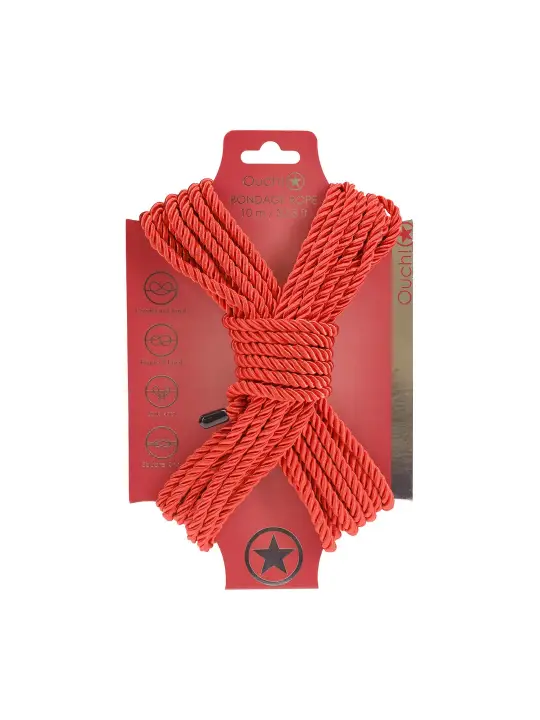 CORDA DE POLIÉSTER PARA BONDAGE 32.8 FT /10 M VERMELHO OUCH!