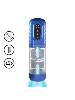 MASTURBADOR VIBRATÓRIO COM SUCÇÃO E IMPULSO VORTEX METALLIC BLUE PUMPED