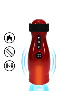 MASTURBADOR VIBRATÓRIO COM SUCÇÃO E SUPORTE DE TELEFONE VIRTUO METALLIC RED PUMPED 