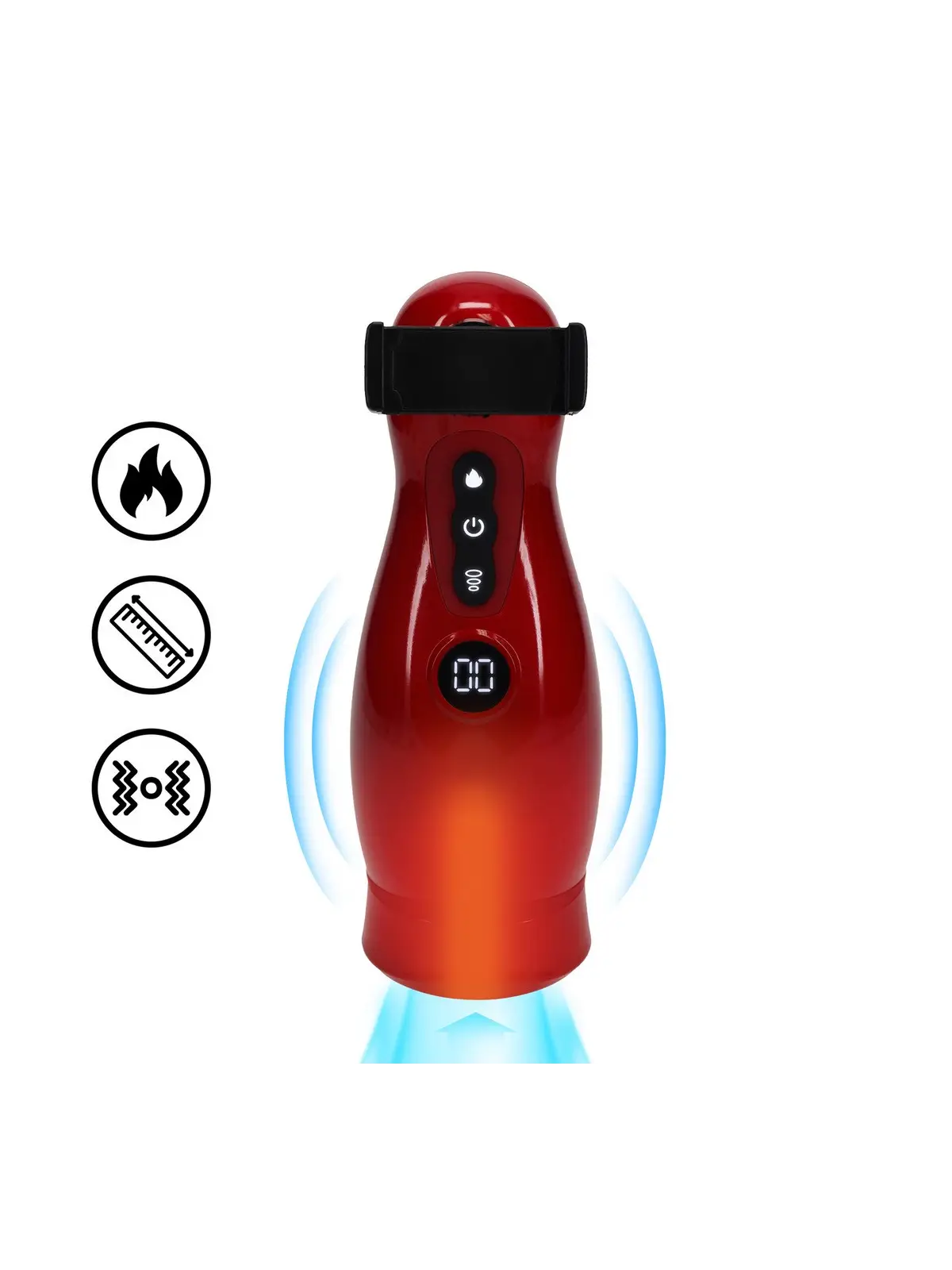 MASTURBADOR VIBRATÓRIO COM SUCÇÃO E SUPORTE DE TELEFONE VIRTUO METALLIC RED PUMPED 