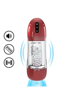 BOMBA DE MASTURBAÇÃO COM SUCÇÃO E VIBRAÇÃO SONICPULL MULTIMEDIA ENHANCED METALLIC RED PUMPED