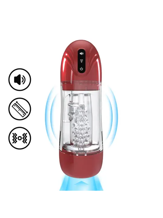 BOMBA DE MASTURBAÇÃO COM SUCÇÃO E VIBRAÇÃO SONICPULL MULTIMEDIA ENHANCED METALLIC RED PUMPED
