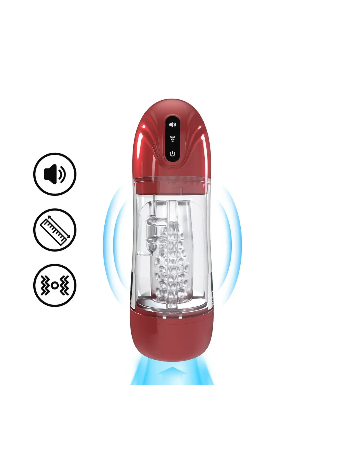 BOMBA DE MASTURBAÇÃO COM SUCÇÃO E VIBRAÇÃO SONICPULL MULTIMEDIA ENHANCED METALLIC RED PUMPED