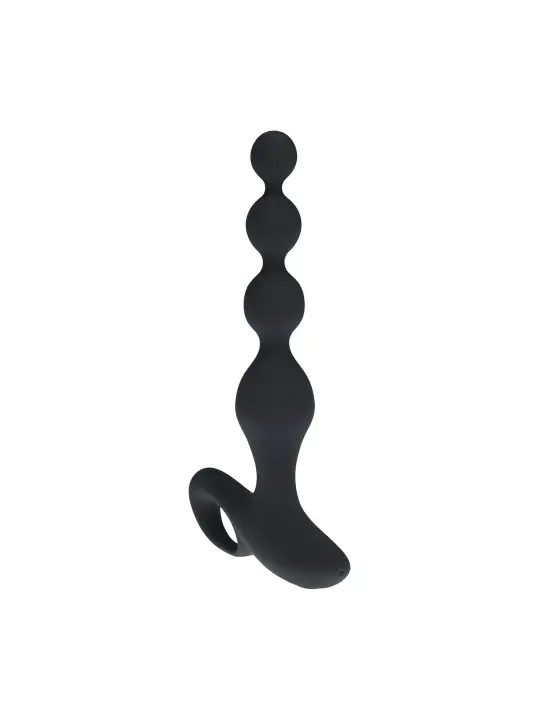 PLUG ANAL VIBRATÓRIO DE SILICONE COM PÉROLAS E COMANDO REMOTO PRETO LEVELZ