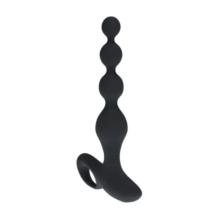 PLUG ANAL VIBRATÓRIO DE SILICONE COM PÉROLAS E COMANDO REMOTO PRETO LEVELZ