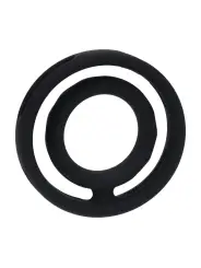 ANEL PARA O PÉNIS E TESTÍCULOS CLÁSSICO EM SILICONE COM ESTRIAS PRETO LEVELZ 