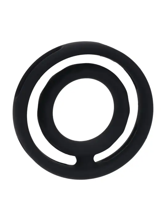 ANEL PARA O PÉNIS E TESTÍCULOS CLÁSSICO EM SILICONE COM ESTRIAS PRETO LEVELZ 