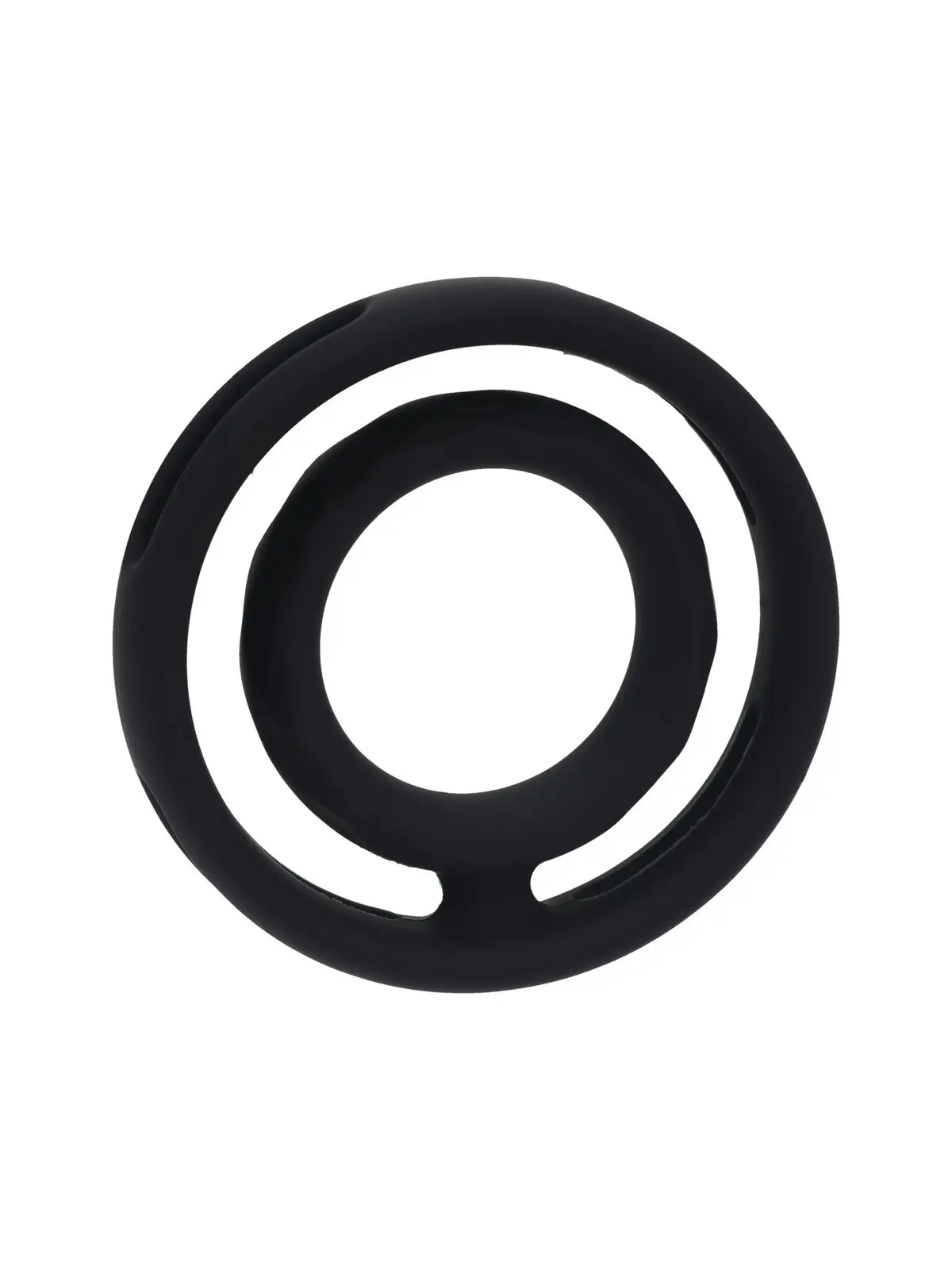 ANEL PARA O PÉNIS E TESTÍCULOS CLÁSSICO EM SILICONE COM ESTRIAS PRETO LEVELZ 