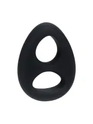 ANEL DUPLO PARA O PÉNIS E TESTÍCULOS EM SILICONE LÍQUIDO PRETO LEVELZ