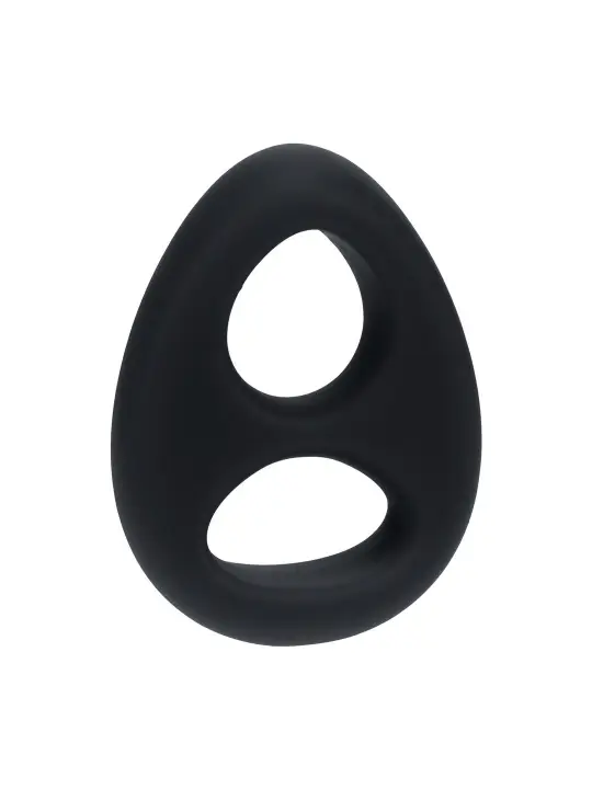 ANEL DUPLO PARA O PÉNIS E TESTÍCULOS EM SILICONE LÍQUIDO PRETO LEVELZ