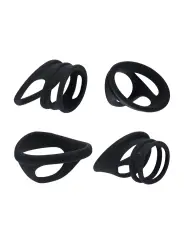 CONJUNTO DE 4 ANÉIS PARA O PÉNIS E TESTÍCULOS PRETO LEVELZ 