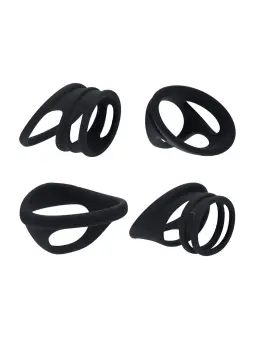 CONJUNTO DE 4 ANÉIS PARA O PÉNIS E TESTÍCULOS PRETO LEVELZ 