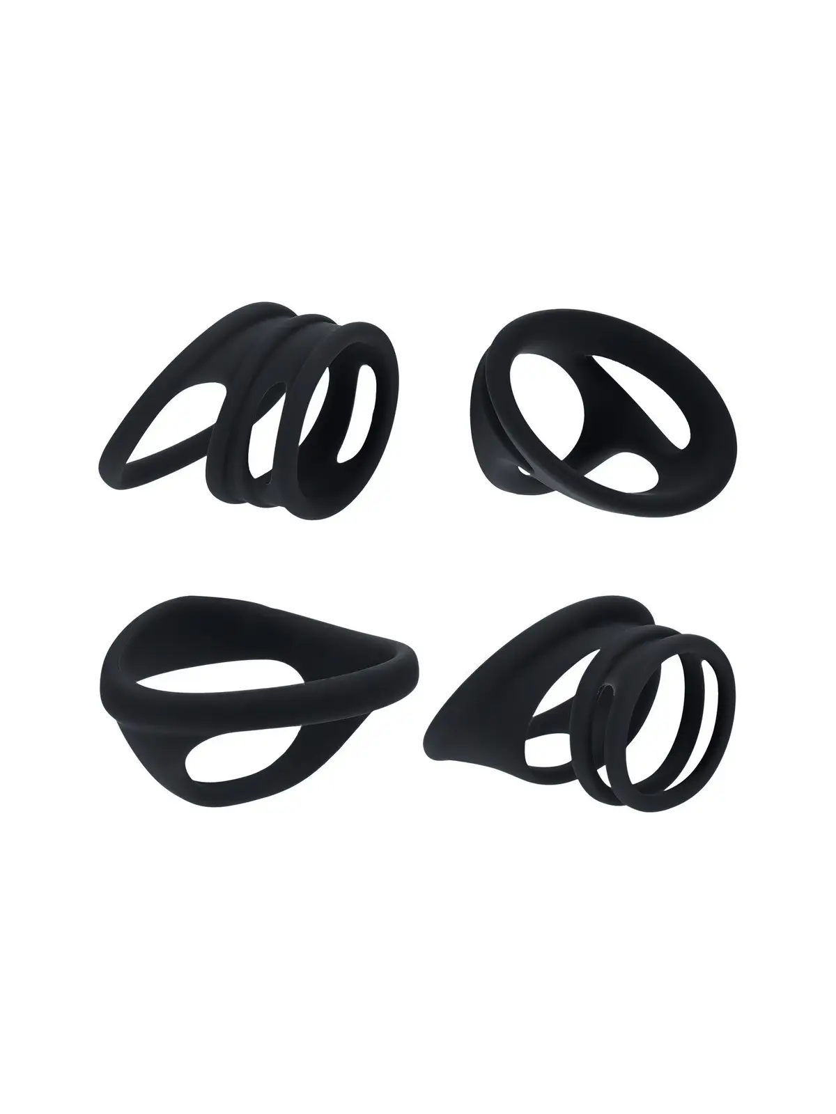 CONJUNTO DE 4 ANÉIS PARA O PÉNIS E TESTÍCULOS PRETO LEVELZ 